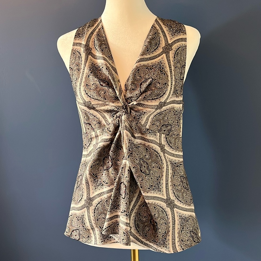 Ann Taylor Paisley Blouse in Black and Cream